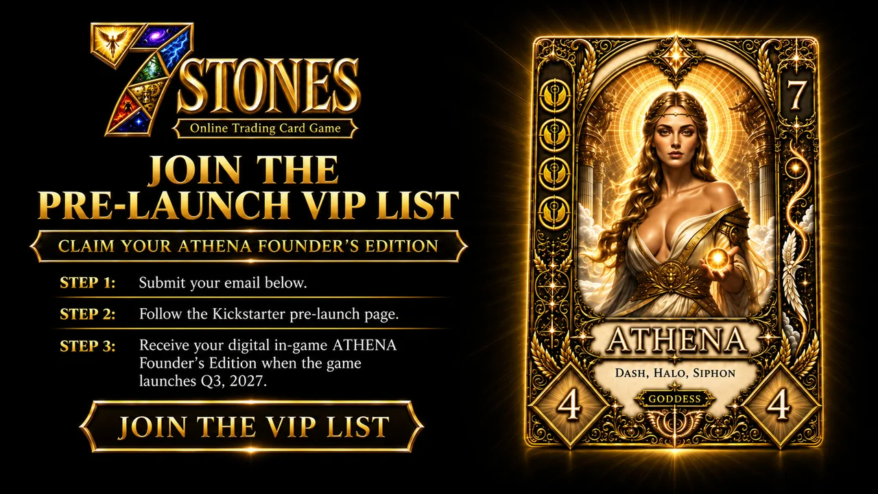 7 Stones pre-launch VIP list featuring the ATHENA Founder’s Edition card